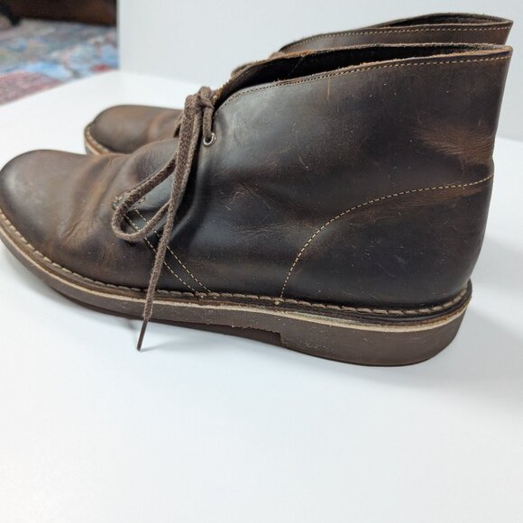 Great cond. CLARKS Bushacre 2 Men's Leather Chukka Boots Brown size 10 - Picture 4 of 13